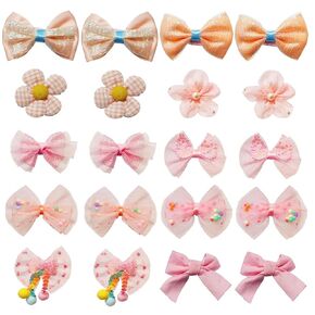 20Pcs Hair Clips with Flowers for Baby Girls, Toddlers and Teens - Cute Snap Hair Bow Accessories
