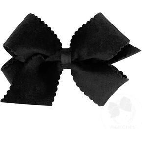 Wee Ones Girls' Grosgrain Hair Bow with Scalloped Edge Faux Velvet Overlay