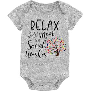 My Mom Is A Social Worker Baby Girls Boys Bodysuit Newborn onesie Short Sleeve Infant Romper 0-24 Months in Saudi Arabia