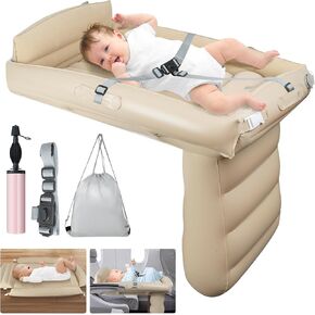 Inflatable Toddler Travel Bed - Airplane Bed for Toddler Flyaway Kids Travel Bed for Airplane and Car Travel with Toddler Safety Bed Rail,Pump,Safety Belt,Carry Bag-Family Travel Essentials