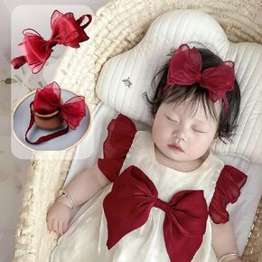 Cute Lace Bow Baby Girls Headbands Large Knot Hair Band Soft Chiffon Hairband Elastic Shower Hair Accessories for Newborn Infant Toddler Kids (Pink A, Elastic)