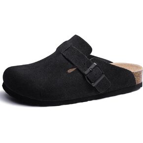 ASGARD WIND'S SUEDE CLOGS LEATHER BUMES ARCH ARCH Support Potato Shoe With Comfort Corked Bedited Black 42