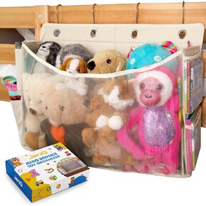 Bedside Stuffed Animal Storage/Holder - Space-Saving Stuffed Animal Holder with Large Capacity - Stuffed Animal Organizer with Extra Pockets, Stuffy storage with Reinforced sides- bed caddy