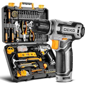 Power Drill Tool Set Kit: DEKOPRO Cordless Drill Tool Box with 12V Battery Electric Drill Driver for Home Hand Repair Power Tools Sets Drills Case