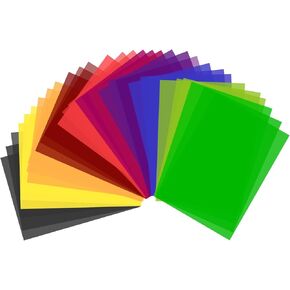 30 Pack Gel Light Filter Color Correction, Color Correction Sheet Filter Sheet Gels, A4 Size with Double-Sided Protective Film - for Photography, Design, and Display