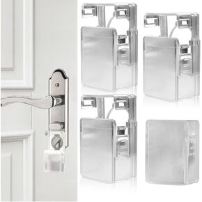 Caliee 4 Pcs Door Knob Safety Cover for Kids Frosted White Child Door Lock Cover Portable Childproof Door Knob Cover Hide Button Control Switch