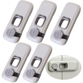 5 Pack Child Proof Refrigerator Lock, Fridge Locks for Kids with Sticky Adhesive Pads, Child Safety Cabinet Lock for Doors, RV Refrigerator, Oven Lock Child Safety Baby Cabinet Locks. (Grey)