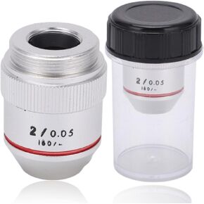 2X Achromatic Objective, 195 Microscope Objective Lens Low Magnification 20.2mm RMS Thread Optical Glass Eyepiece Lens for Biological Microscope