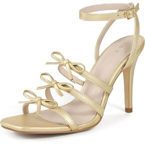 Perphy Bow Strappy Square Toe Stiletto Heel Sandals for Women