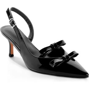 Sling Back Pump Shoes for Women Pointed Toe Bow Heels Kitten Heels
