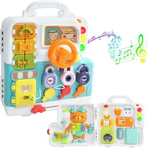 Toddler Busy Board for Ages 1-3, Montessori Busy Board for Toddlers 3, Educational Toys for 1 2 3 4 5 Year Old, Baby Musical Toy for 3 + Year Old, Boys Girls Birthday Gift