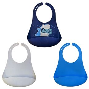 Neat Solutions 3 Count Silicone Bib Set, Boy