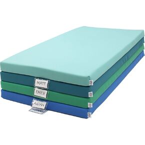 FDP SoftScape Sleepy Time Children's Non-Folding Foam Rest Nap Mat with Non-Slip Bottom for Home, Daycares, Classrooms, 2 inch Thick with Name Tag Holder (4-Pack)