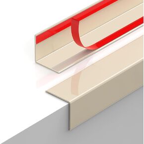 MONOID Wall Corner Protector Furniture Bumper - Pack of 2 Self Adhesive Table Cabinet Guards for Walls Edge Protection - 1.18 inch x 1.18 inch x 31.5 inch, Easy to Apply – No Tools Needed - Beige