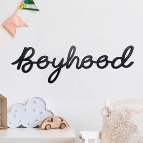 Wooden Boyhood Sign, Nursery Wall Hanging Decor,Baby Boy Nursery Sign,Toddler Room Decor for Boys Wall Decor