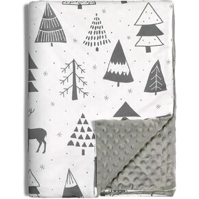 Baby Blanket for Boys & Girls with Double Layer Dotted Backing - Super Soft & Breathable Newborn Blanket with Beautiful Woodland Deer Print 30x40 Inch