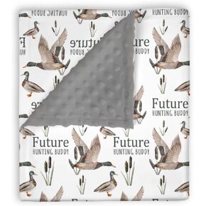Mink Baby Blanket for Boys Mallard Duck Hunter, Future Hunting Buddy Soft Lightweight Double Layer Dotted Backing Receiving Blankets, Newborn Infant Toddler Nursery Crib Bedding 30 x 40