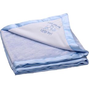 Little Me 2-Ply Baby Blanket with Thank Heaven for Little Girls Embroidery and Satin (Pink, 30 in. x 40 in.)