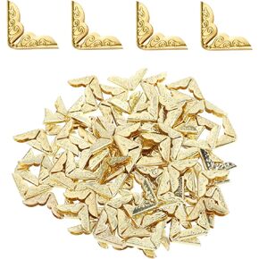 100 PCS Metal Book Corner Protectors, Silver Iron Guard Edge Cover Vintage Book Corner Covers Decorative Sturdy Triangle Decorative Trim for Photo Album Notebook Scrapbook Menu File Folder