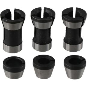 6Pcs Router Collet Adapter 6mm 1/4" 8mm Steel Collets Trimmer Clamping Collet Adaptors Chuck Router Bit for Woodworking Engraving Trimming Machine Tool