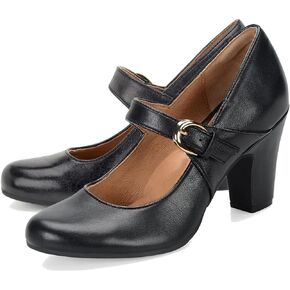 SHODENSE Women Vintage Chunky High Heel Mary Jane Shoes Round Closed Toe Ankle Strap Dress Sandals 3" Block Heels Mary Jane Lolita Pumps Two-Toned Patchwork Buckle Office Lady Wedding Retro 4-11 M US