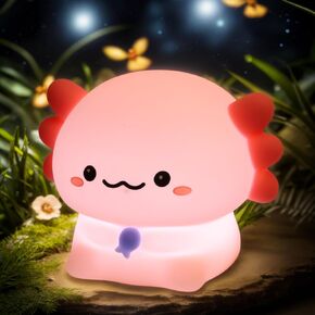 Axolotl Night Light for Kids, 3 Level Dimmable Axolotl Lamp, Rechargeable LED Squishy Novelty Animal Lamp for Kids Sleep, Nursery Room Decor