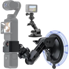 Suction Cup Mount Compatible with DJI Osmo Pocket 3, Upgraded Action Camera Car Mount Windshield Window Dash Holder Kit Pocket 3 Accessories Adapter for Insta360 X4/X3 for GoPro for Action 5/4 Pro