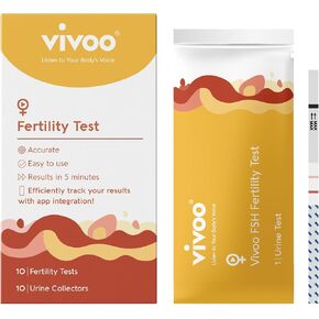 Vivoo Fertility Test, Monitor Your Ovarian Reserve at-Home, Scan & Track Your Results with Vivoo App, Individually Wrapped 10 Fsh Test Strips and 10 Urine Collector