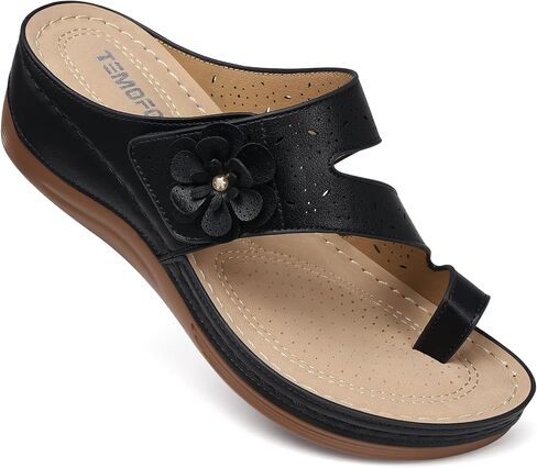 TEMOFON Flip Flops for Women Dressy: Black Size 8 Comfortable Walking Summer Sandals Woman 2025 - Slip On Casual Thong Sandal in Saudi Arabia