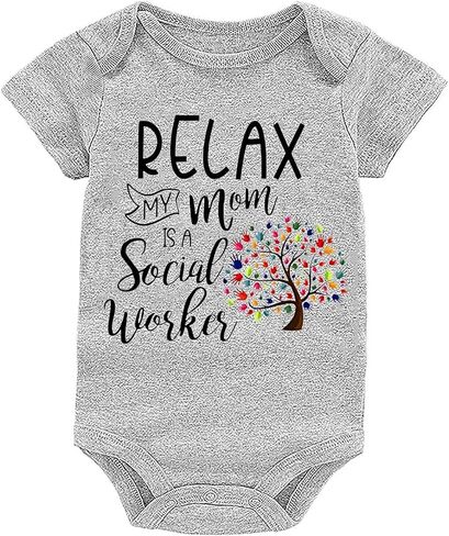My Mom Is A Social Worker Baby Girls Boys Bodysuit Newborn onesie Short Sleeve Infant Romper 0-24 Months in Kuwait