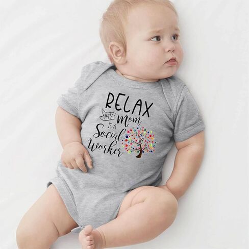 My Mom Is A Social Worker Baby Girls Boys Bodysuit Newborn onesie Short Sleeve Infant Romper 0-24 Months in Kuwait