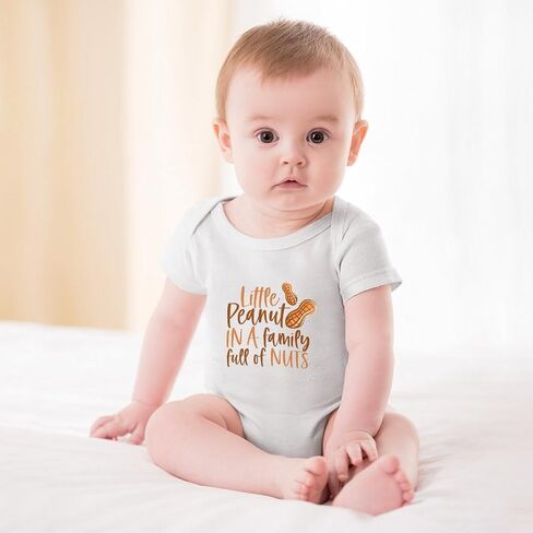 Little Peanut In A Family Full Of Nuts Newborn Boy Clothing Short Sleeve Baby Girl Newborn Clothes White Baby Boy in Saudi Arabia