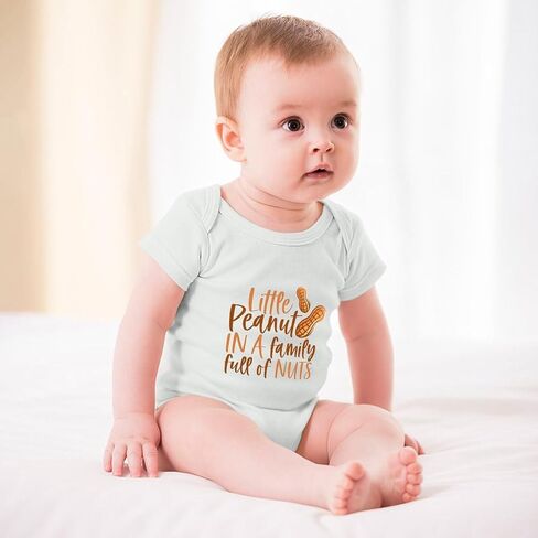 Little Peanut In A Family Full Of Nuts Newborn Boy Clothing Short Sleeve Baby Girl Newborn Clothes White Baby Boy in Saudi Arabia
