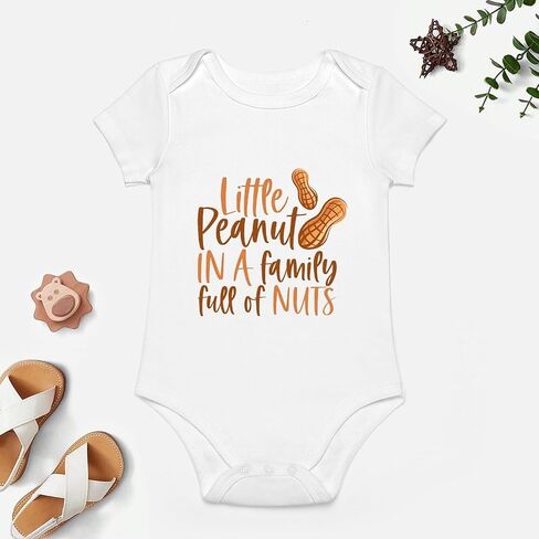 Little Peanut In A Family Full Of Nuts Newborn Boy Clothing Short Sleeve Baby Girl Newborn Clothes White Baby Boy in Saudi Arabia