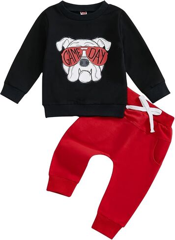 طفل طفل رضيع لاعب كرة القدم يوم لعبة Sweatshirt قمة وسروال وضع 2pcs الرضع الخريف ملابس الشتاء in Kuwait