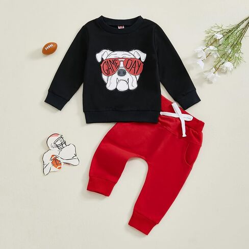 طفل طفل رضيع لاعب كرة القدم يوم لعبة Sweatshirt قمة وسروال وضع 2pcs الرضع الخريف ملابس الشتاء in Kuwait