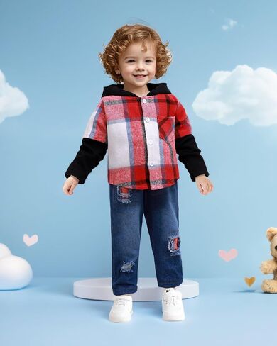 NZRVAWS Baby Boy Clothes Toddler Outfit Infant 6 12 18 24 Months2 3 4T Sweatsuit Ripped Jeans Fall Winter Clothing in Kuwait