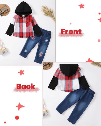 NZRVAWS Baby Boy Clothes Toddler Outfit Infant 6 12 18 24 Months2 3 4T Sweatsuit Ripped Jeans Fall Winter Clothing in Kuwait