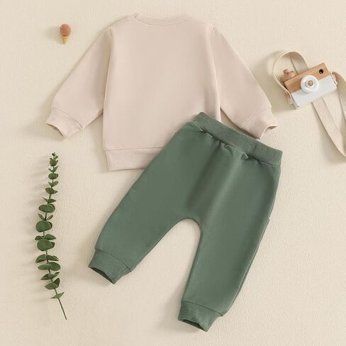 Adobabirl Toddler Baby Boy Fall Outfits Tractor Embroidery Long Sleeve Sweatshirt and Pants Set Farm Winter Clothes in Saudi Arabia