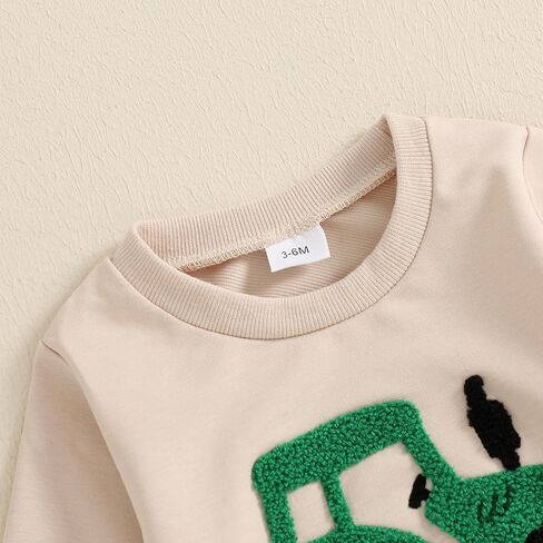 Adobabirl Toddler Baby Boy Fall Outfits Tractor Embroidery Long Sleeve Sweatshirt and Pants Set Farm Winter Clothes in Saudi Arabia