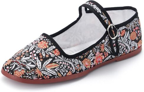Women's Classic Chinese Mary Jane Shoes Slippers China Doll Flats Buckle Slip On Kung Fu Shoes in Kuwait