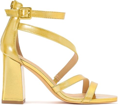 geluboao Heels for Womens Sexy Open Square Toe Strappy Chunky High Heels Sandals Ankle Strap Buckle Block Heeled Sandals in Kuwait