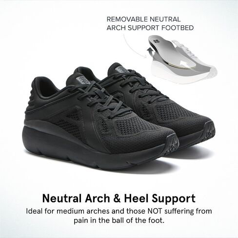 Abeo MXV Shift Walking Shoes for Women | تخفيف التهاب اللفافة الأخمصية | أحذية العظام للنساء | إدراج تقويم العظام القابل للإزالة الأسود 10 عريض in Kuwait