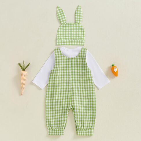 My First Halloween Baby Boy Outfit Newborn Pumpkin Romper + Plaid Overalls+ Hat 3Pcs Infant Boy Fall Clothes in Kuwait