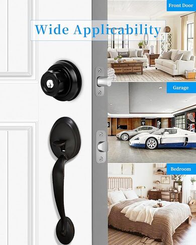 تطور لقفل قفل Deadbolt بدون أي مفاتيح مع زر مضاد للزولوك مقبض الباب الأمامي القفل مقبض مع أسطوانة واحدة من الفولاذ المقاوم للصدأ in Kuwait