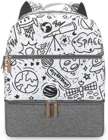 Village of Many Waterproof Stylish Baby Diaper Bag Backpack, Medium Capacity, Insulated Pockets (Black/Brown) in Saudi Arabia