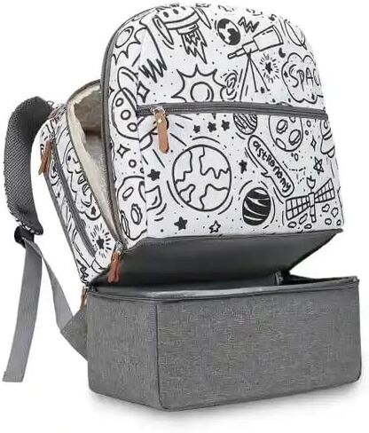 Village of Many Waterproof Stylish Baby Diaper Bag Backpack, Medium Capacity, Insulated Pockets (Black/Brown) in Saudi Arabia