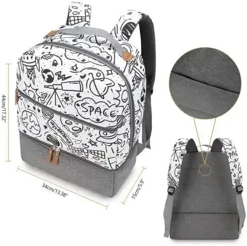 Village of Many Waterproof Stylish Baby Diaper Bag Backpack, Medium Capacity, Insulated Pockets (Black/Brown) in Saudi Arabia
