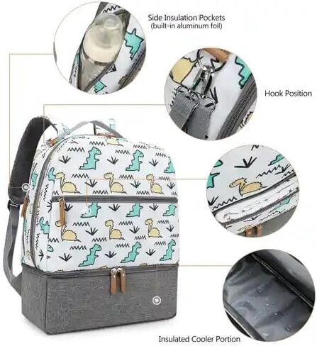 Village of Many Waterproof Stylish Baby Diaper Bag Backpack, Medium Capacity, Insulated Pockets (Black/Brown) in Saudi Arabia