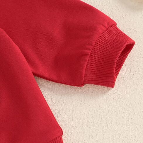 Toddler Baby Girl Valentines Day Outfits Letter Embroidery Long Sleeve Sweatshirt Ribbed Flare Pants Headband Sets in Kuwait